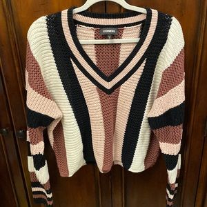 Express striped vneck sweater size medium